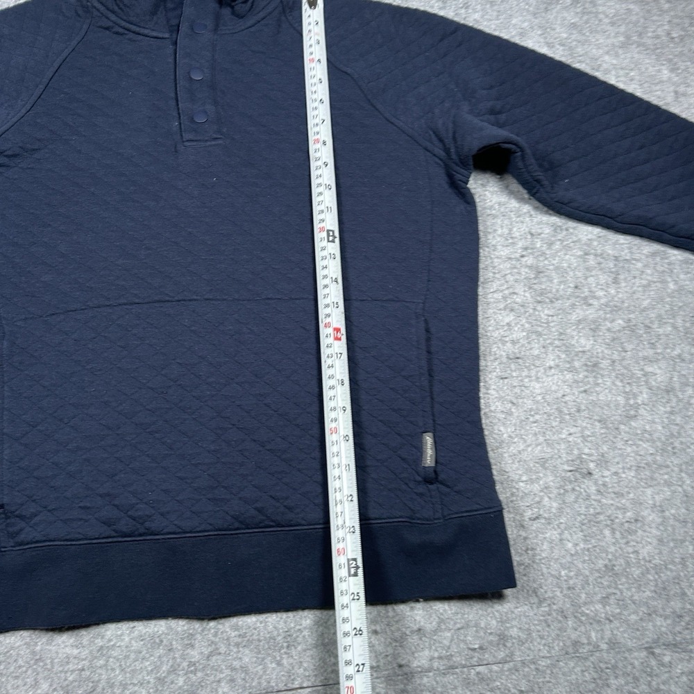 Eddie Bauer Henley Pullover Sweater Men's Size Small Navy Blue Quilted - Picture 6 of 14
